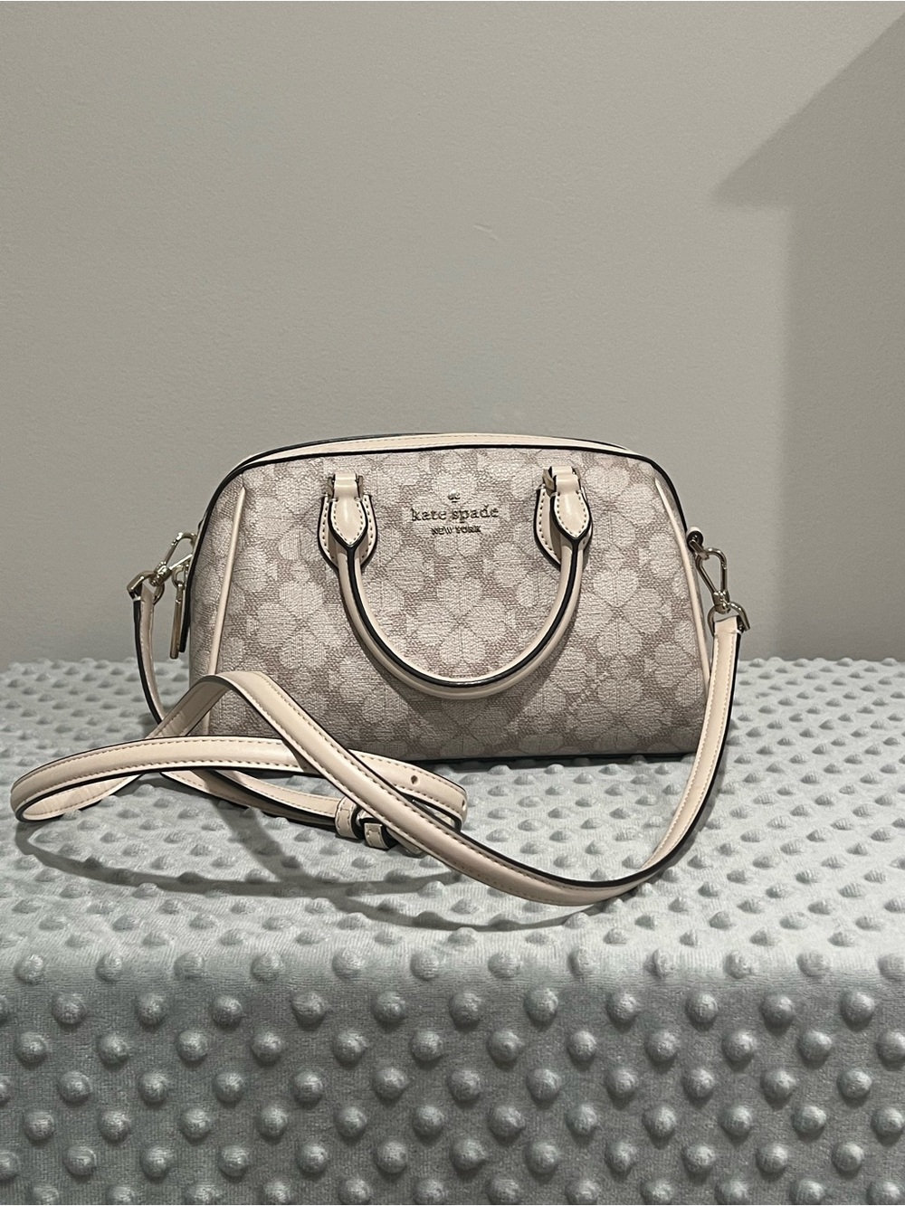 kate spade Neutral Cream Floral Logo Dome Crossbody